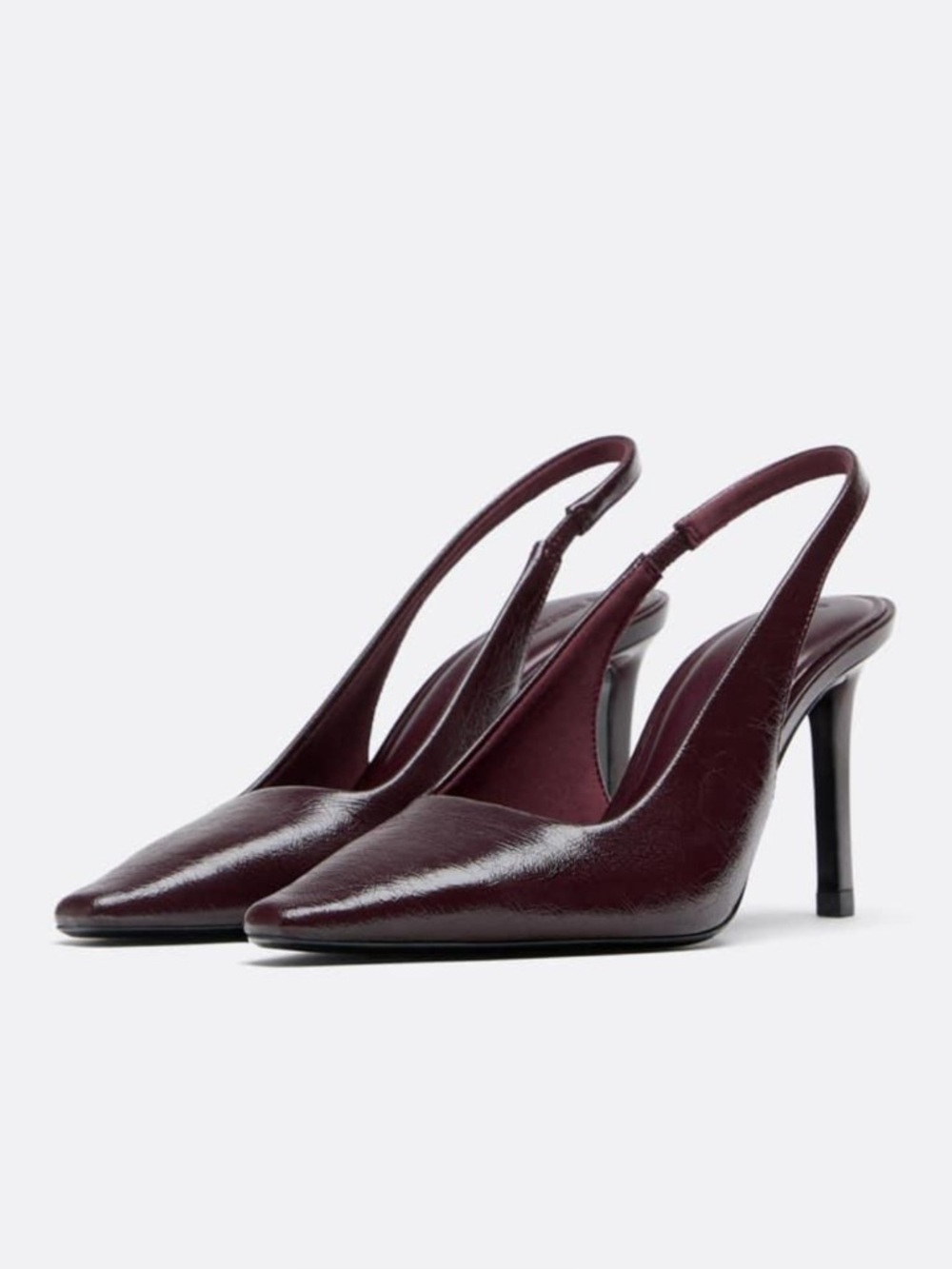 Stradivarius Pointed Slingback Pumps in Deep Burgundy